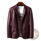 Men's Faux Leather Double Breasted Jacket with Pockets