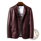 Men's Faux Leather Double Breasted Jacket with Pockets