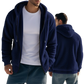Men's Fleece Lined Loose Zip Up Hooded Jacket
