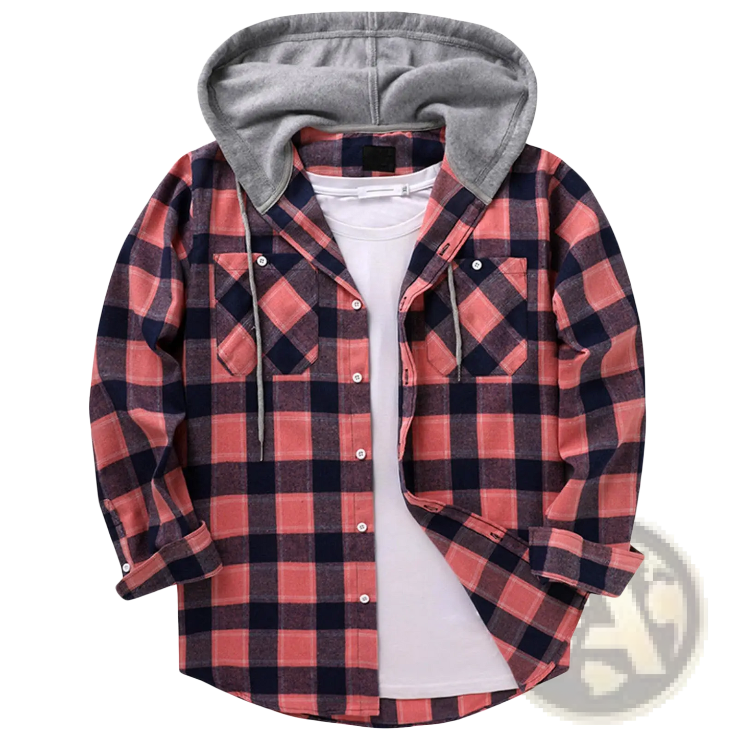 Men's Fleece Lined Plaid Flannel Hooded Shirt