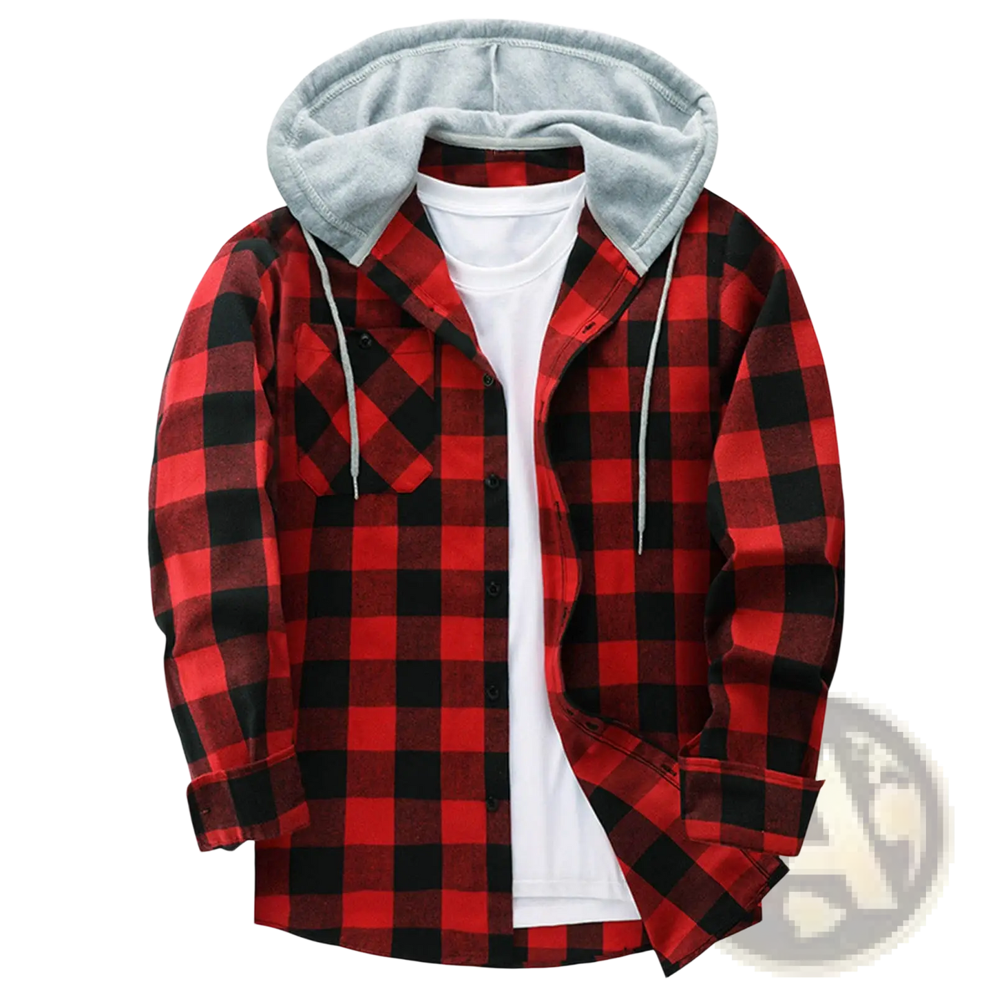 Men's Fleece Lined Plaid Flannel Hooded Shirt