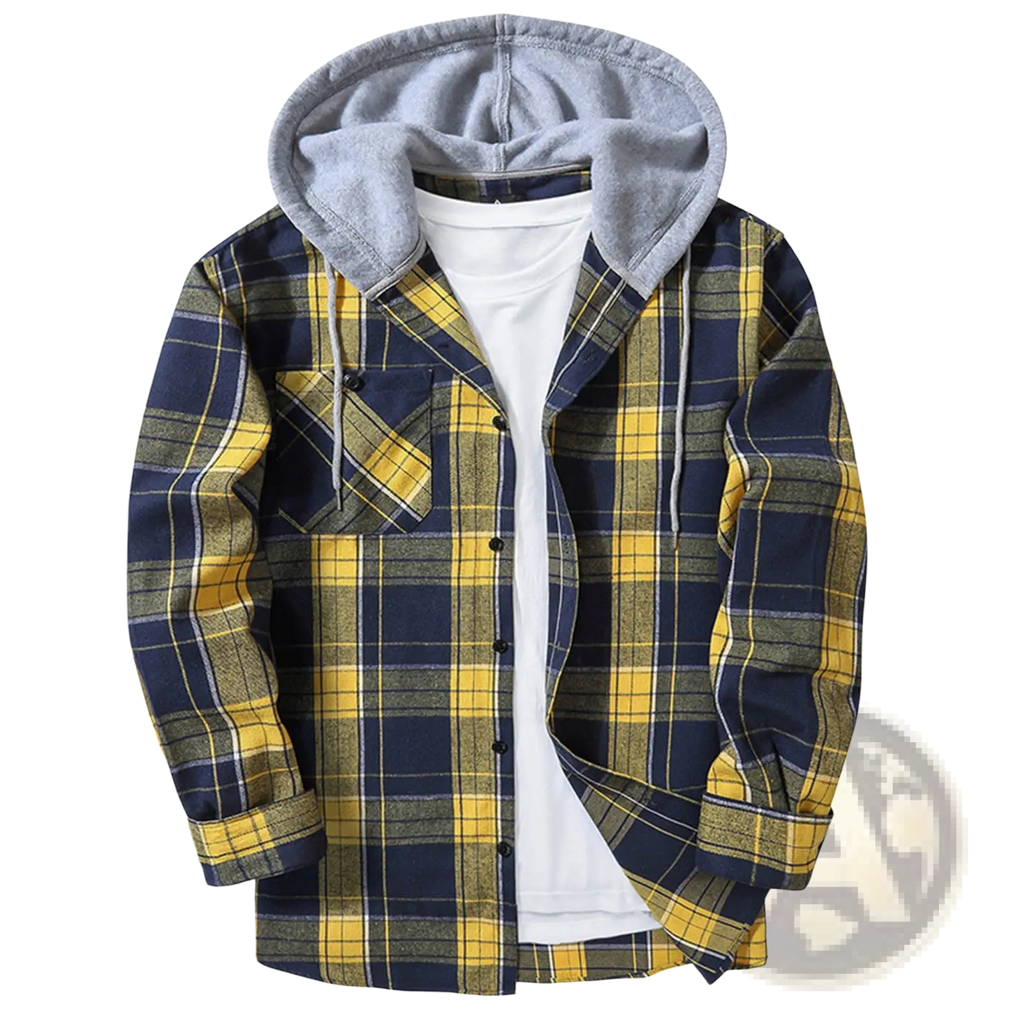 Men's Fleece Lined Plaid Flannel Hooded Shirt