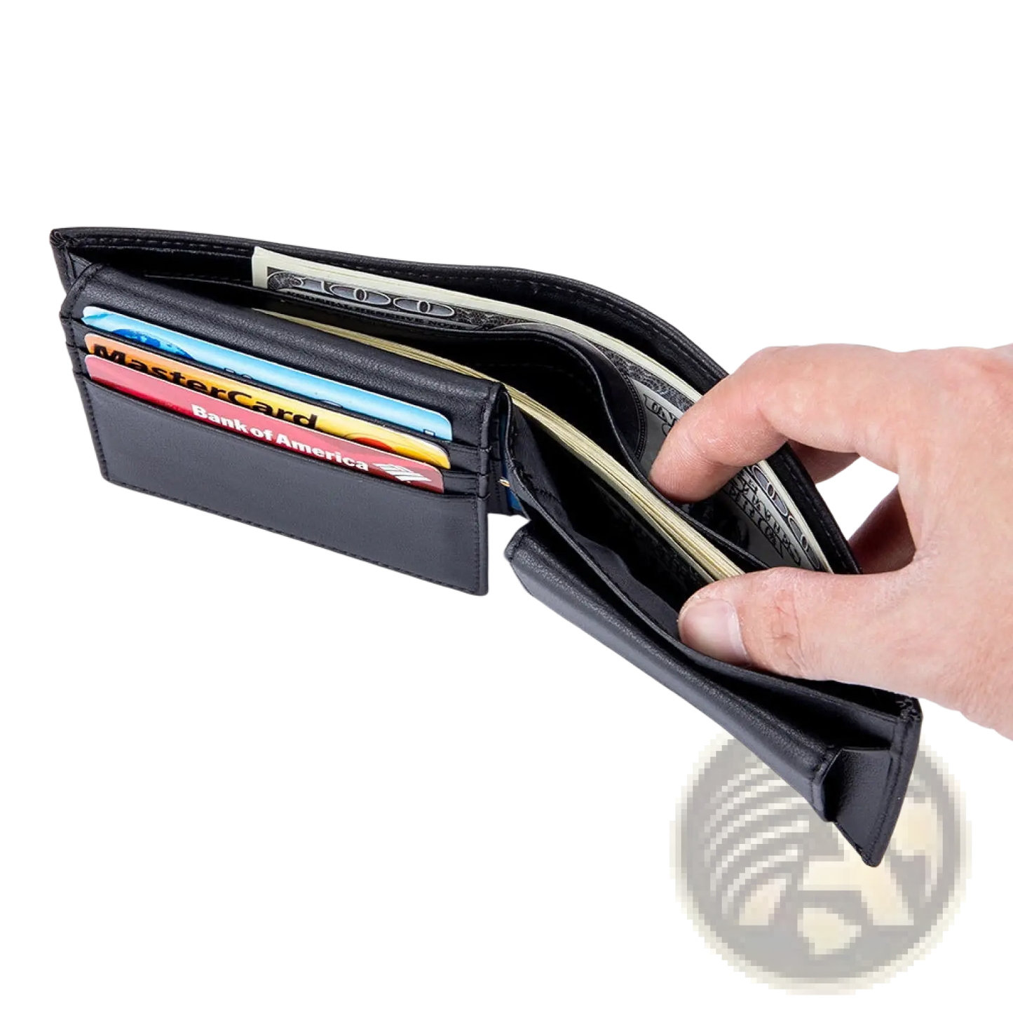 Men's Genuine Leather Bifold Wallet with Coin Pocket