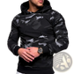 Men's Gray Camo Pleated Raglan Sleeve Hoodie