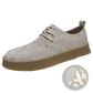 Men's Gray Suede Lace Up Casual Flat Shoes