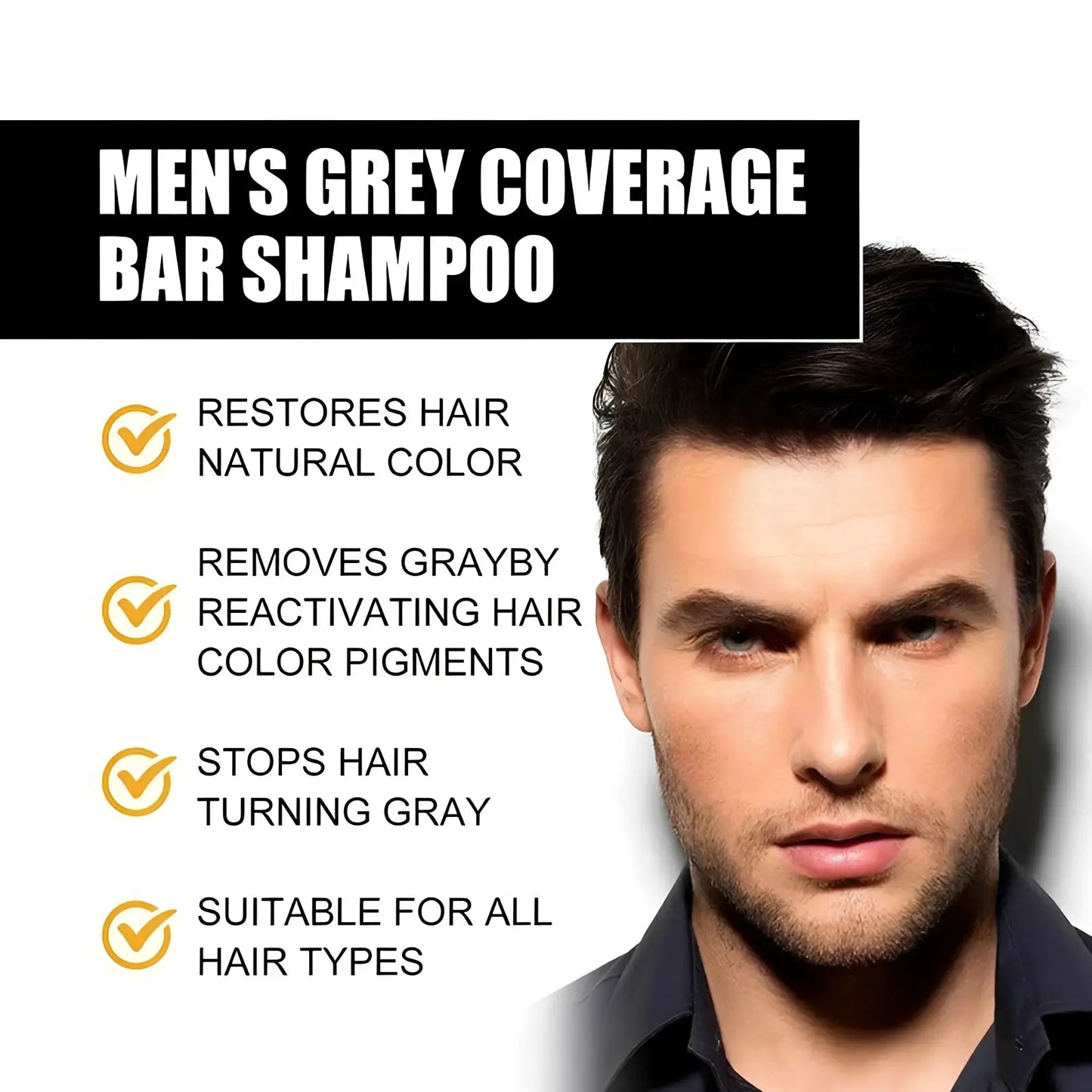 Men's Grey Coverage Bar Shampoo for Dark Hair 50g
