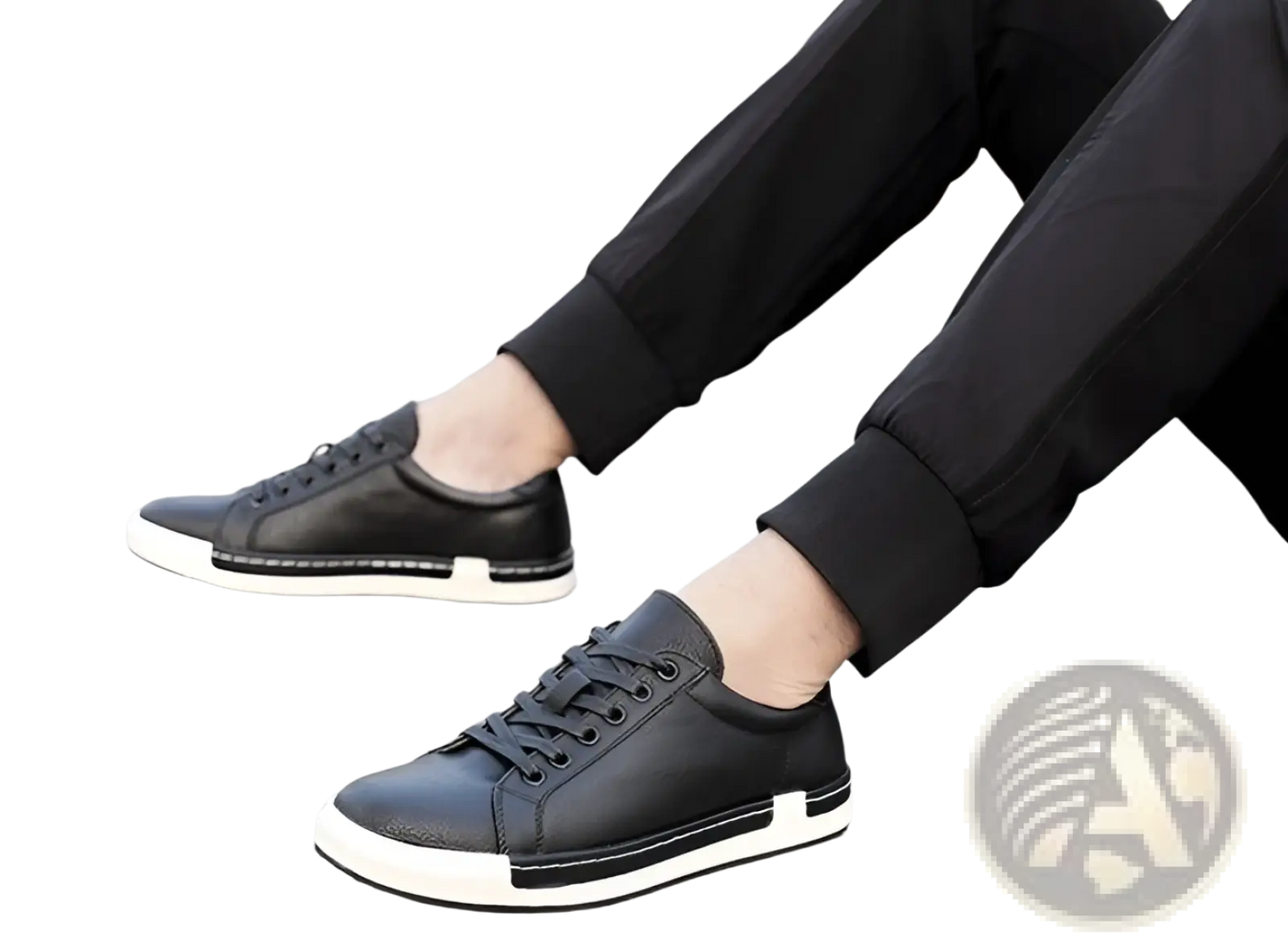 Men's Handmade Leather Low Top Sneakers Casual Shoes