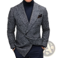 Men's Herringbone Double Breasted Knit Blazer