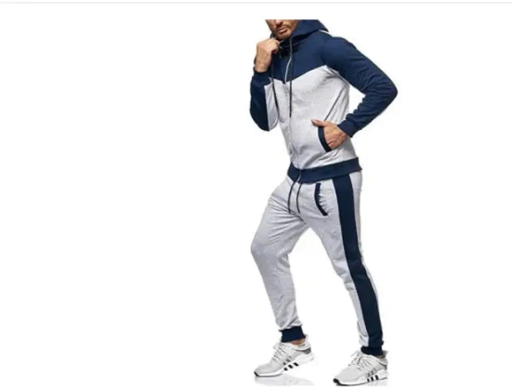 Men's Color Block Hooded Tracksuit and Jogger Set