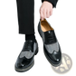 Men's Korean Style Woven Leather Brogue High Top Shoes