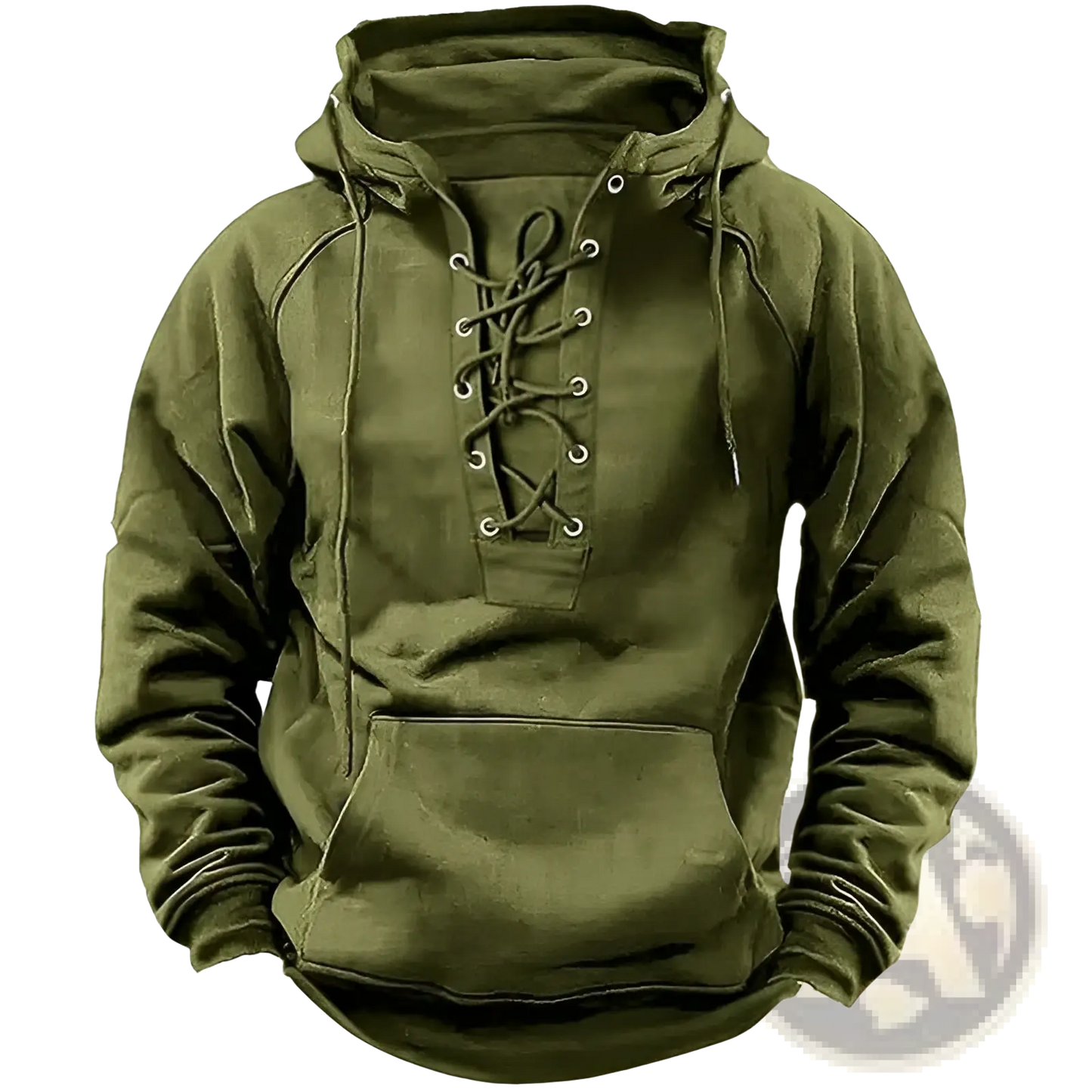 Men's Lace Up Cotton Pullover Hoodie with Kangaroo Pocket