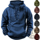 Men's Lace Up Cotton Pullover Hoodie with Kangaroo Pocket