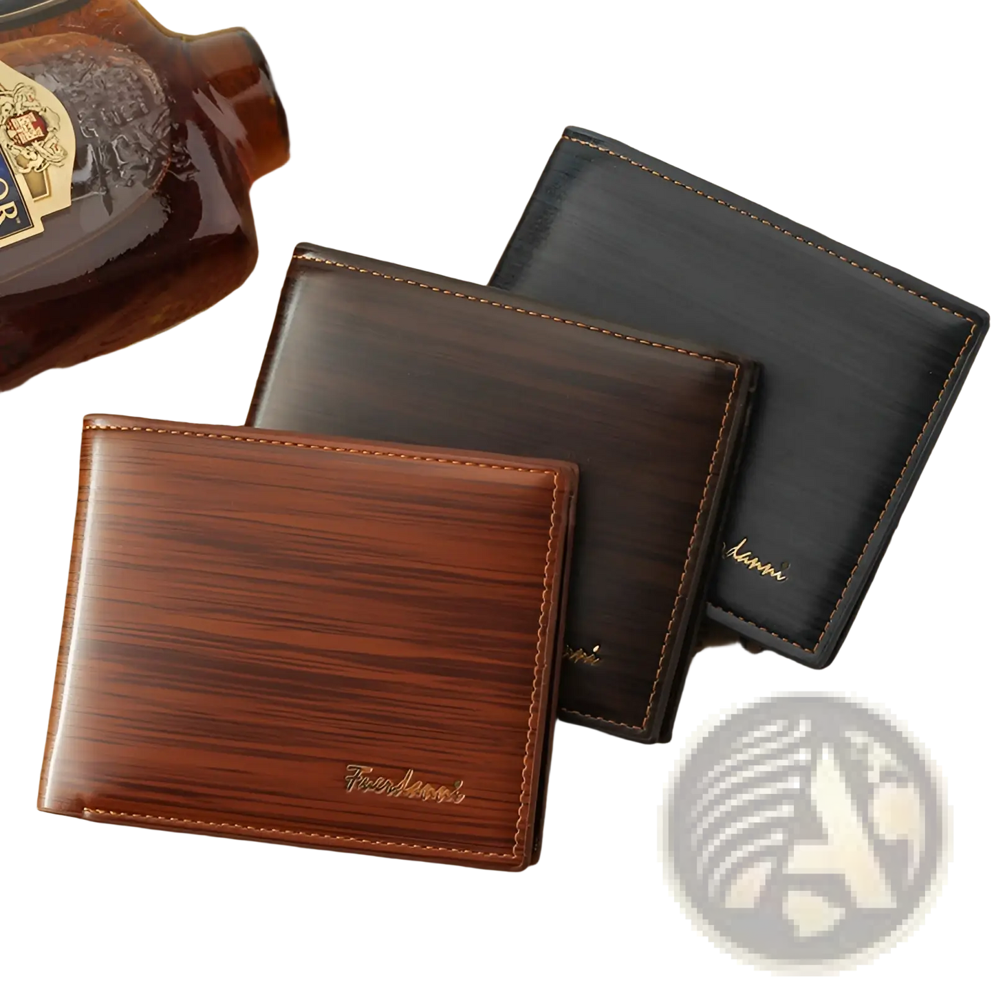 Men's Leather Bifold Wallet with Card Slots and Id Window