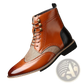 Men's Leather Brogue Boots Two Tone High Top Shoes