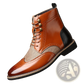 Men's Leather Brogue Boots Two Tone High Top Shoes