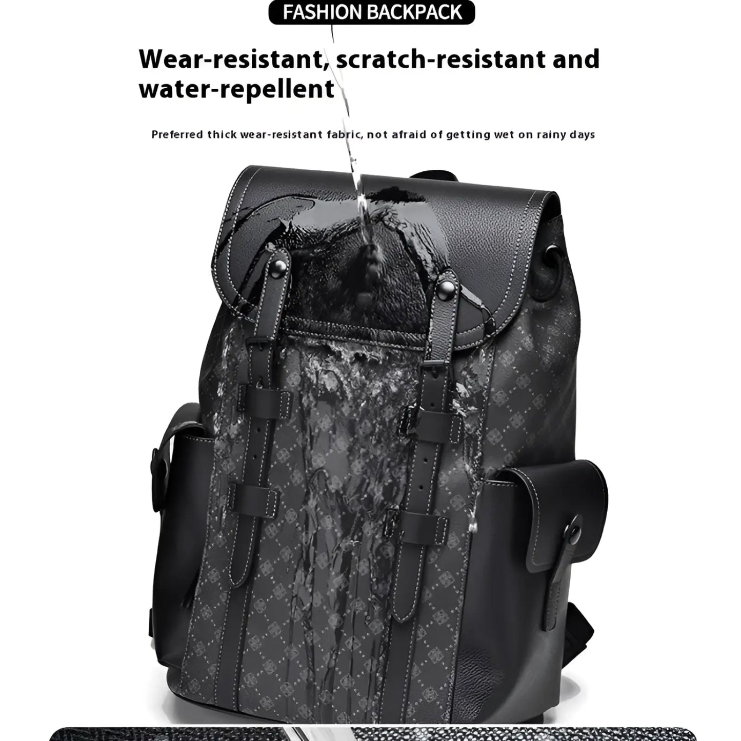 Men's Leather Business Travel Backpack with Laptop Sleeve
