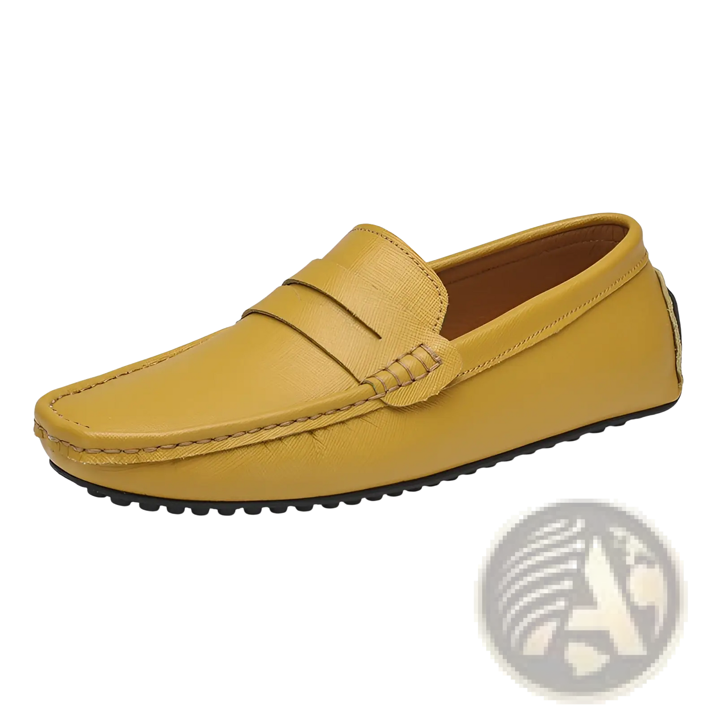 Men's Leather Driving Loafers with Rubber Soles