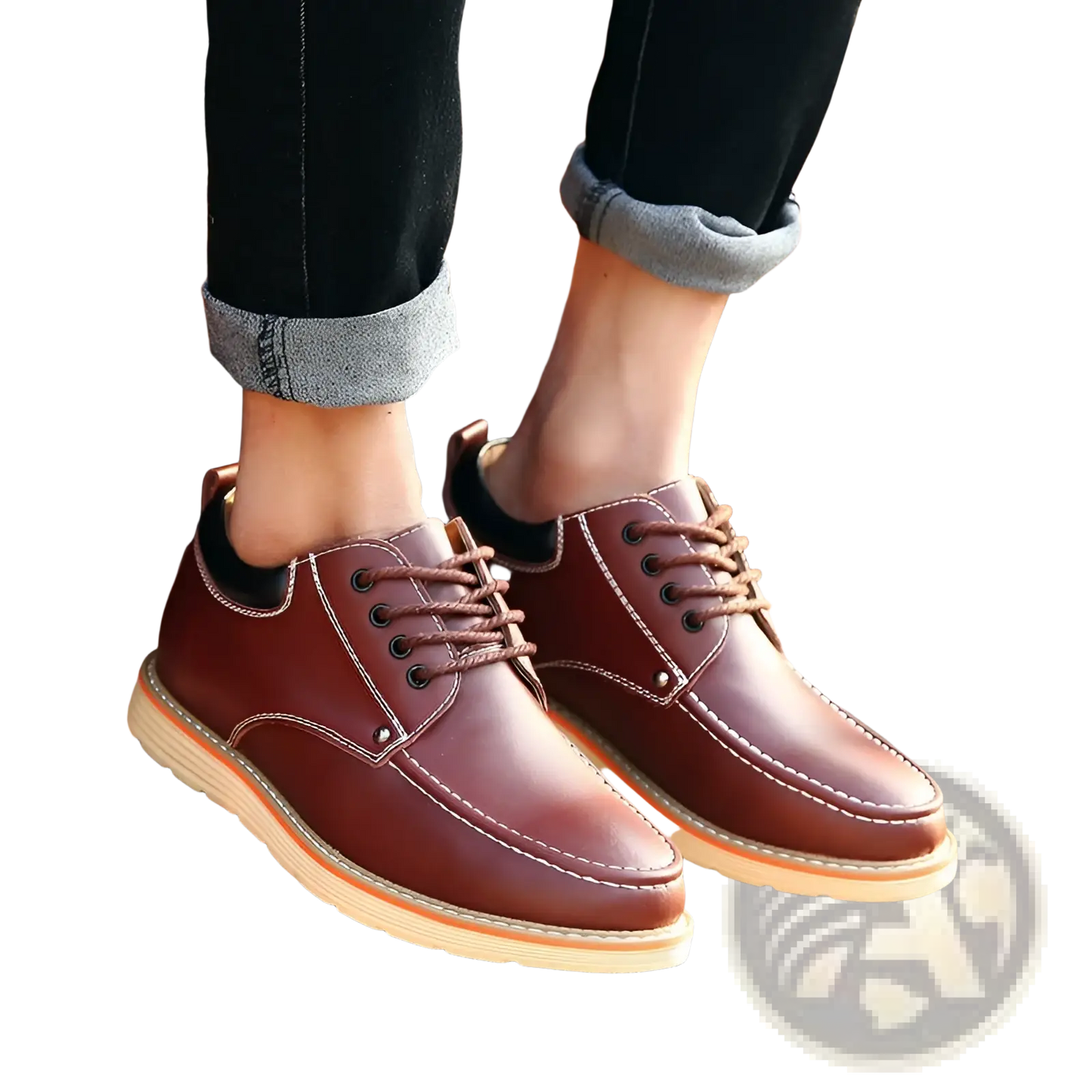 Men's Leather Height Increasing Shoes 6cm Insole