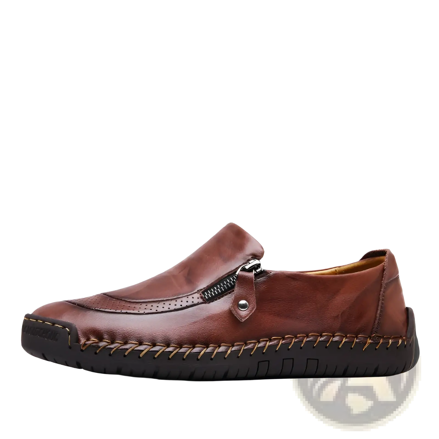 Men's Leather Loafers Zipper Business Casual Shoes