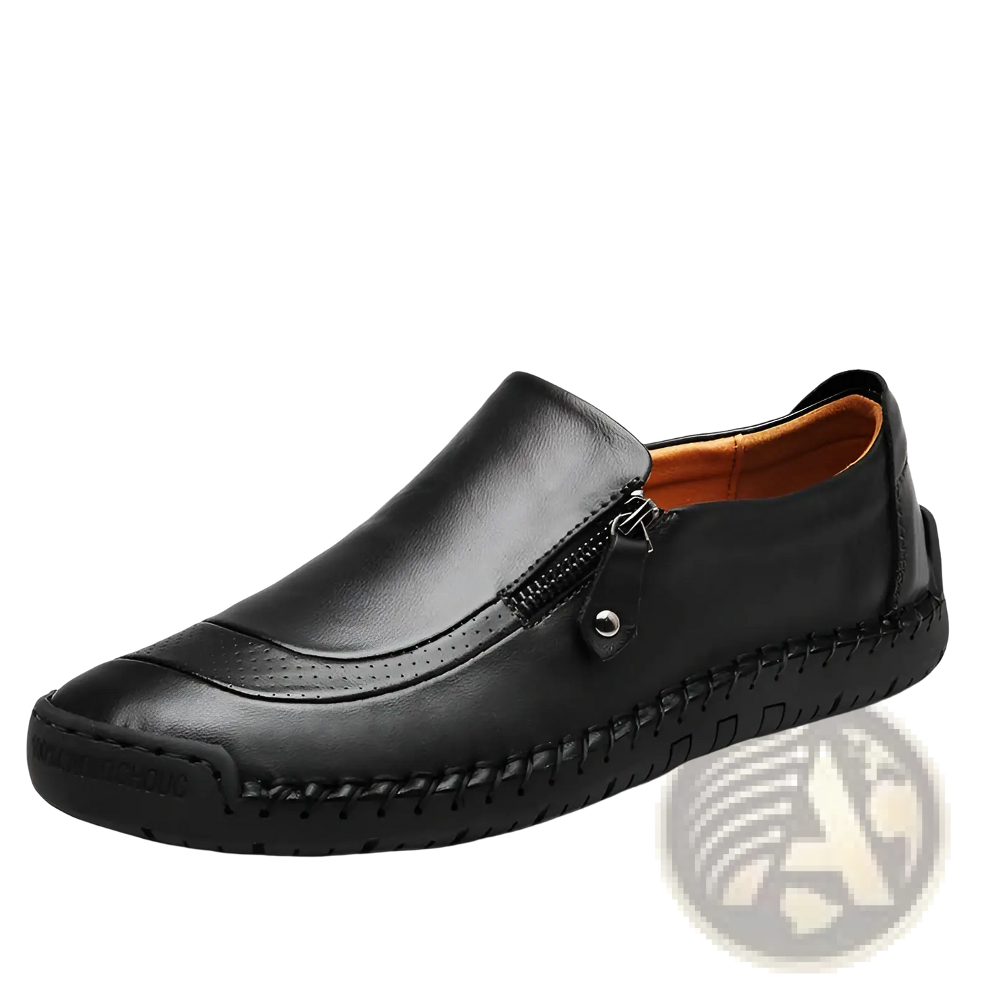 Men's Leather Loafers Zipper Business Casual Shoes