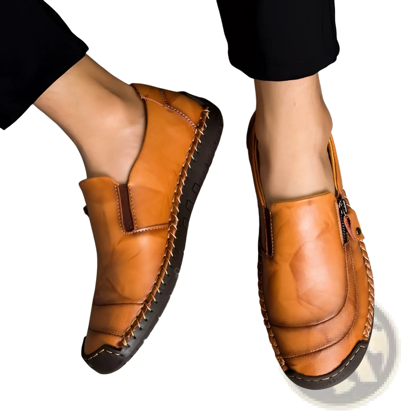 Men's Leather Loafers Zipper Business Casual Shoes