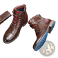 Men's Leather Martin Boots with Blue Rubber Sole