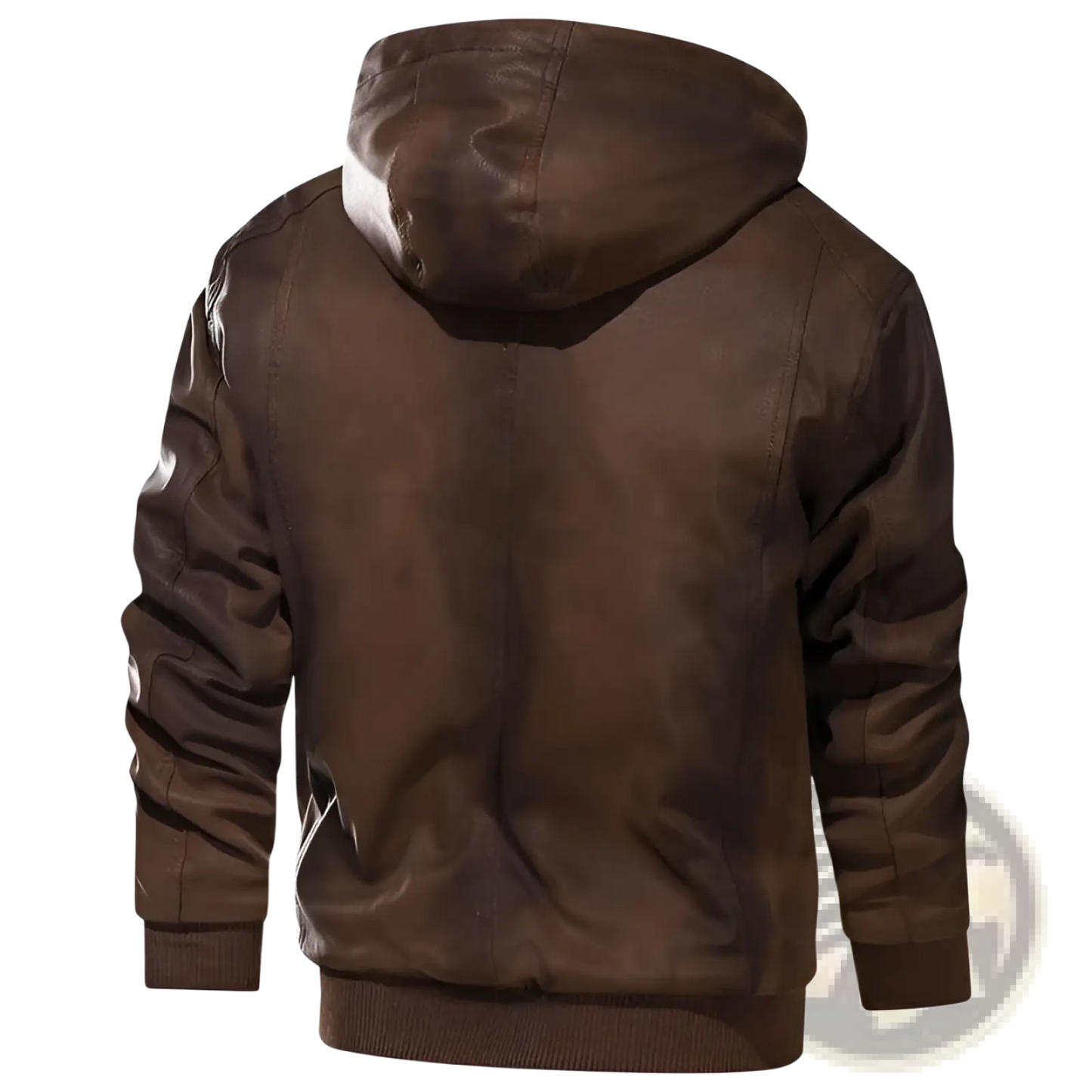 Men's Leather Motorcycle Jacket with Removable Hood