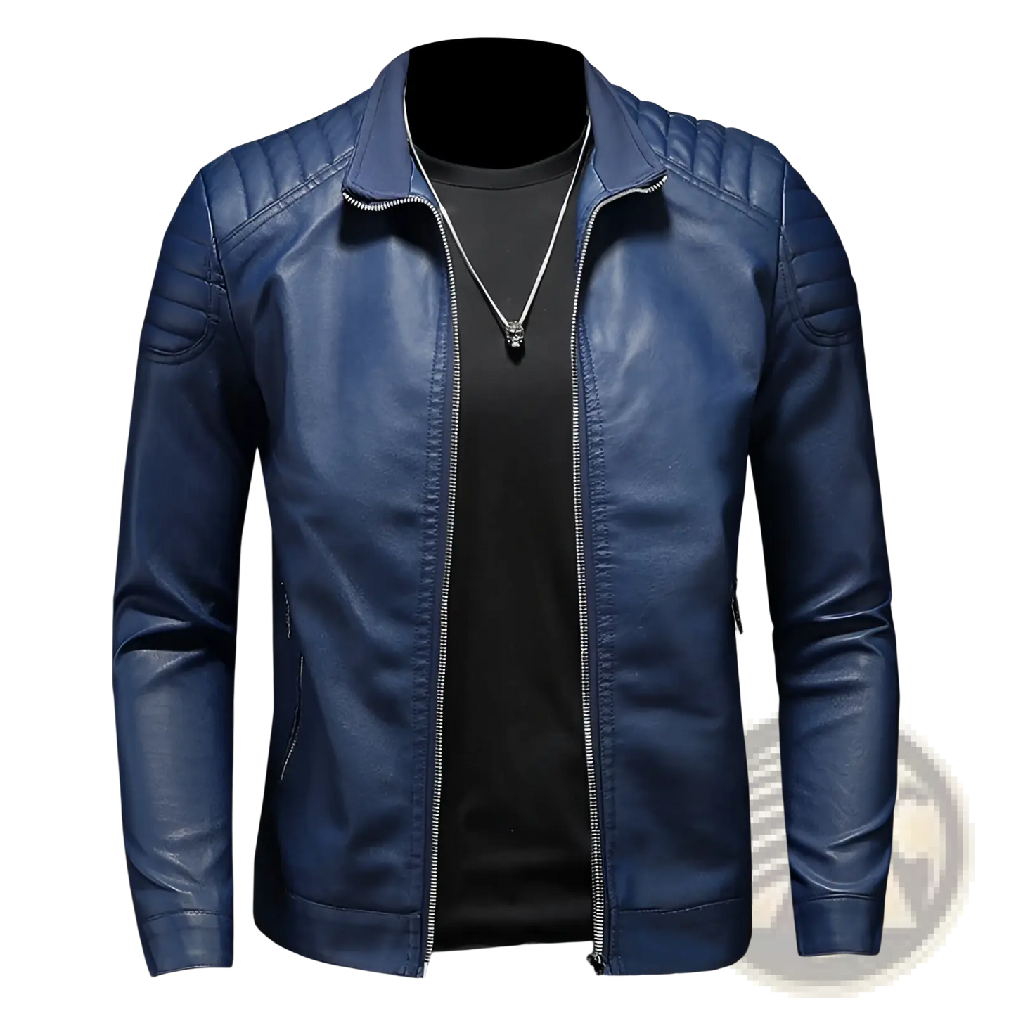 Men's Leather Motorcycle Jacket Slim Fit Biker Coat