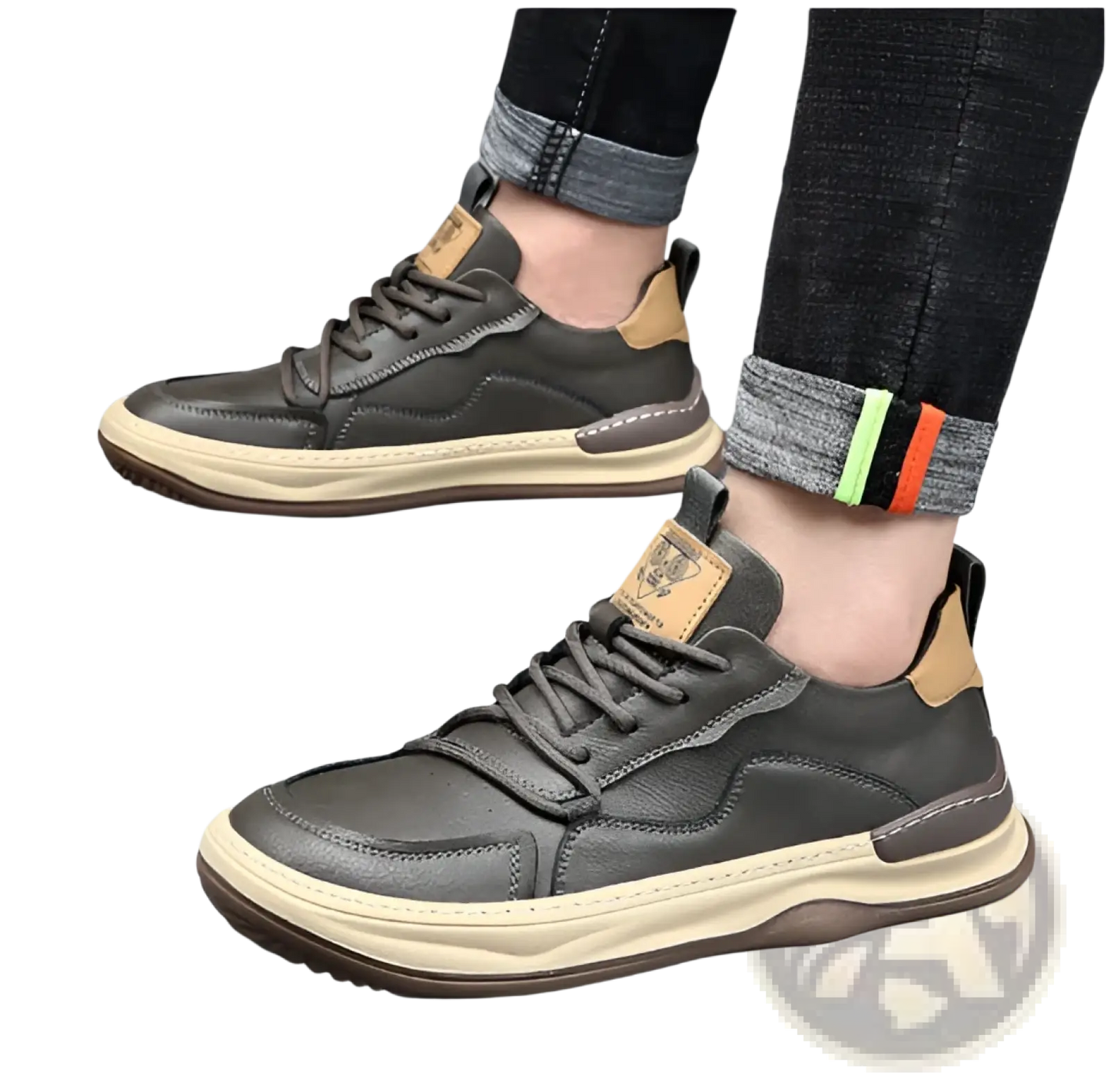 Men's Leather Perforated Breathable Sneakers