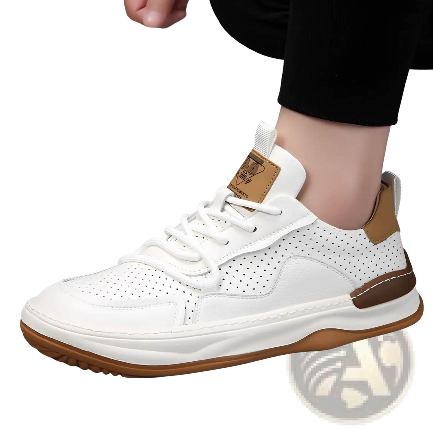 Men's Leather Perforated Breathable Sneakers