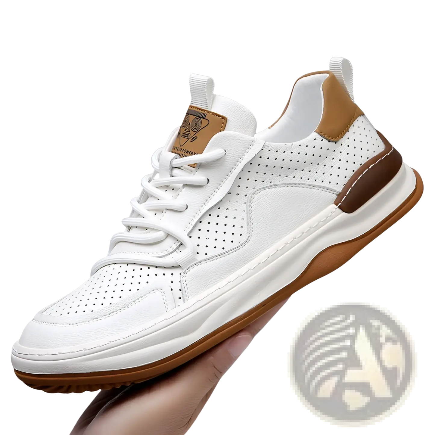 Men's Leather Perforated Breathable Sneakers