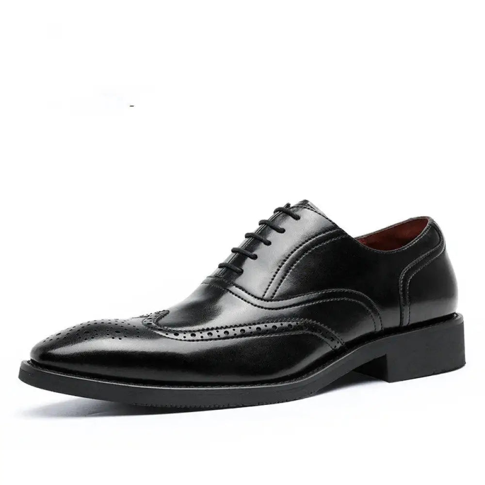 Men's Leather Brogue Oxford Shoes with Rubber Sole