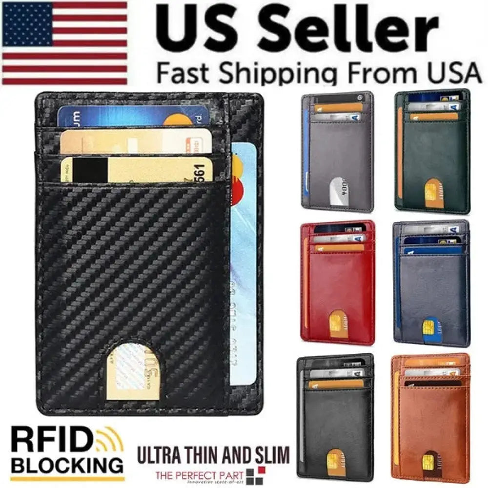 Men's Slim Rfid Blocking Textured Leather Wallet