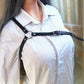 Men's Adjustable Black Leather Shoulder Strap with Silver Studs