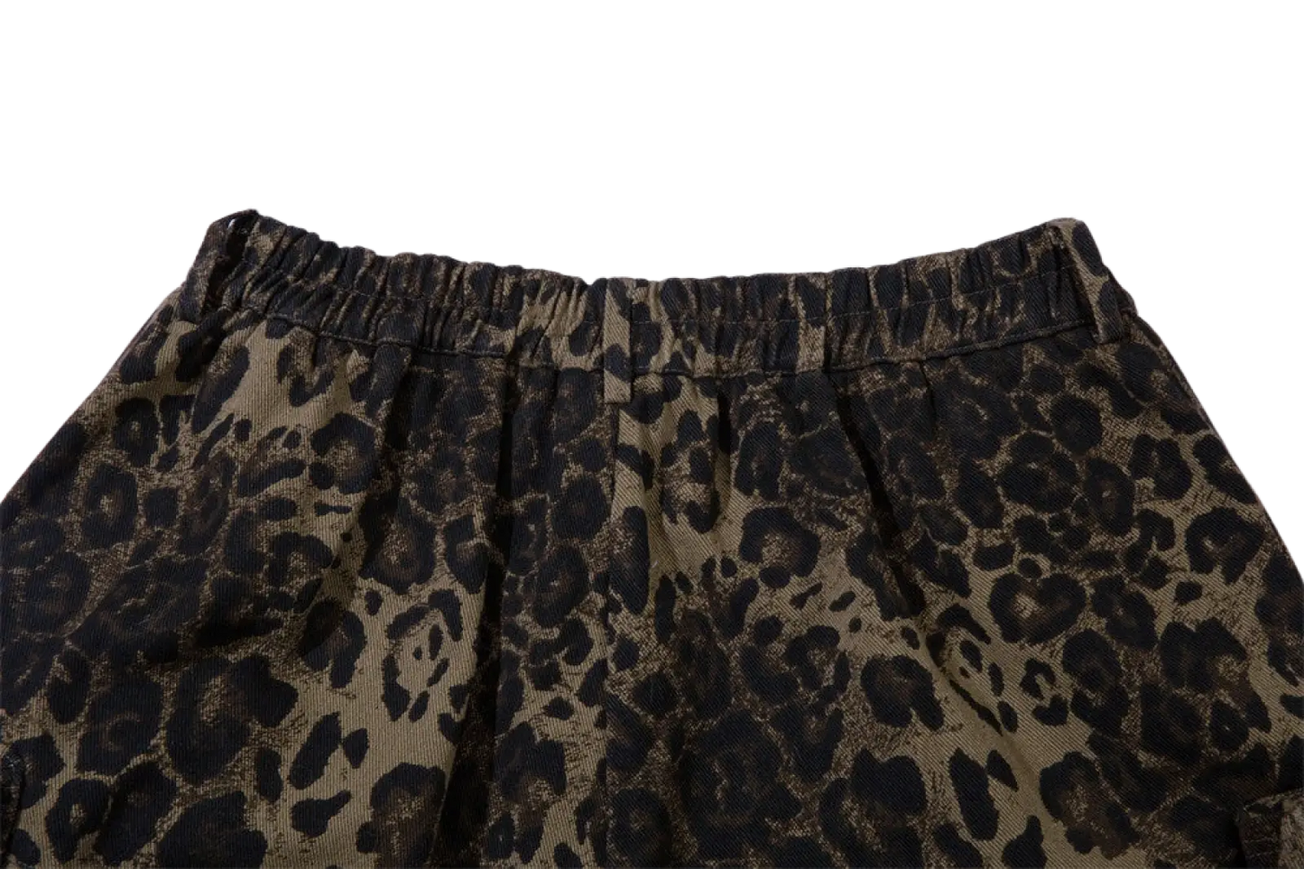 Men's Leopard Print Denim and Cargo Workwear Shorts