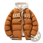 Men's Letter Print Hooded Puffer Jacket