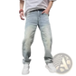 Men's Light Wash Relaxed Straight Leg Denim Jeans