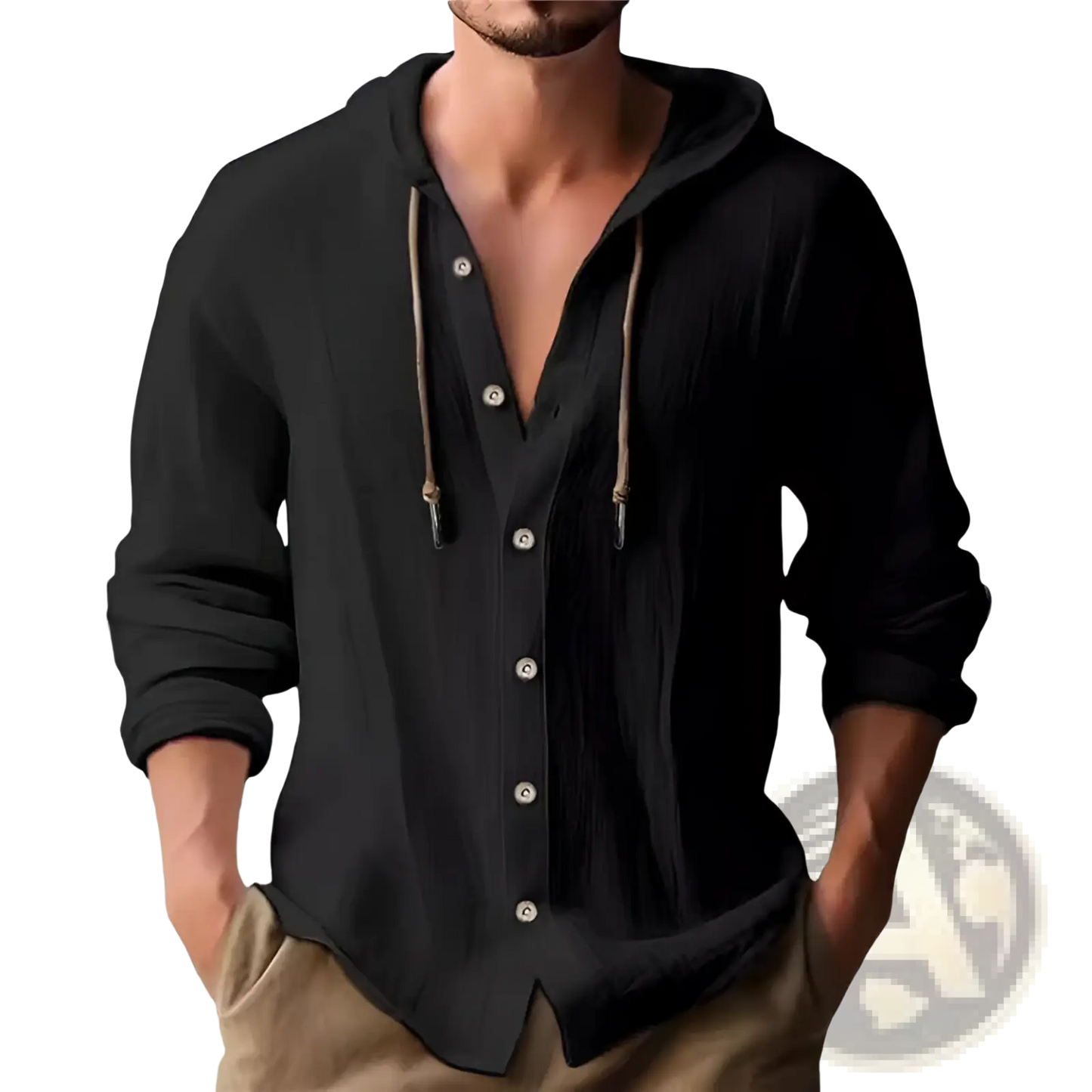 Men's Lightweight Hooded Button Up Cardigan Shirt