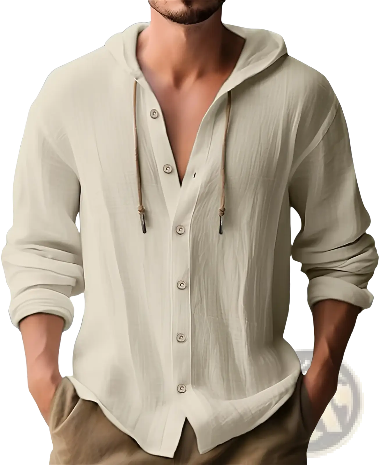 Men's Lightweight Hooded Button Up Cardigan Shirt