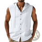 Men's Linen Blend Sleeveless Hooded Button Up Shirt