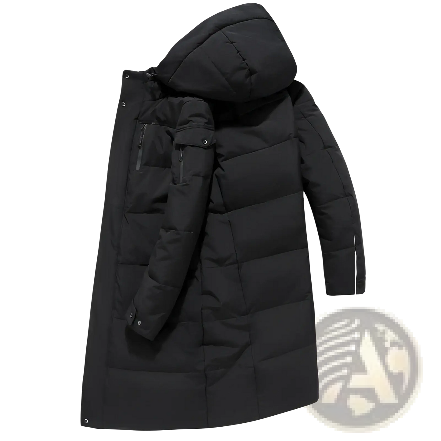 Men's Long Quilted Hooded Down Winter Jacket