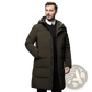 Men's Long Quilted Hooded Down Winter Jacket