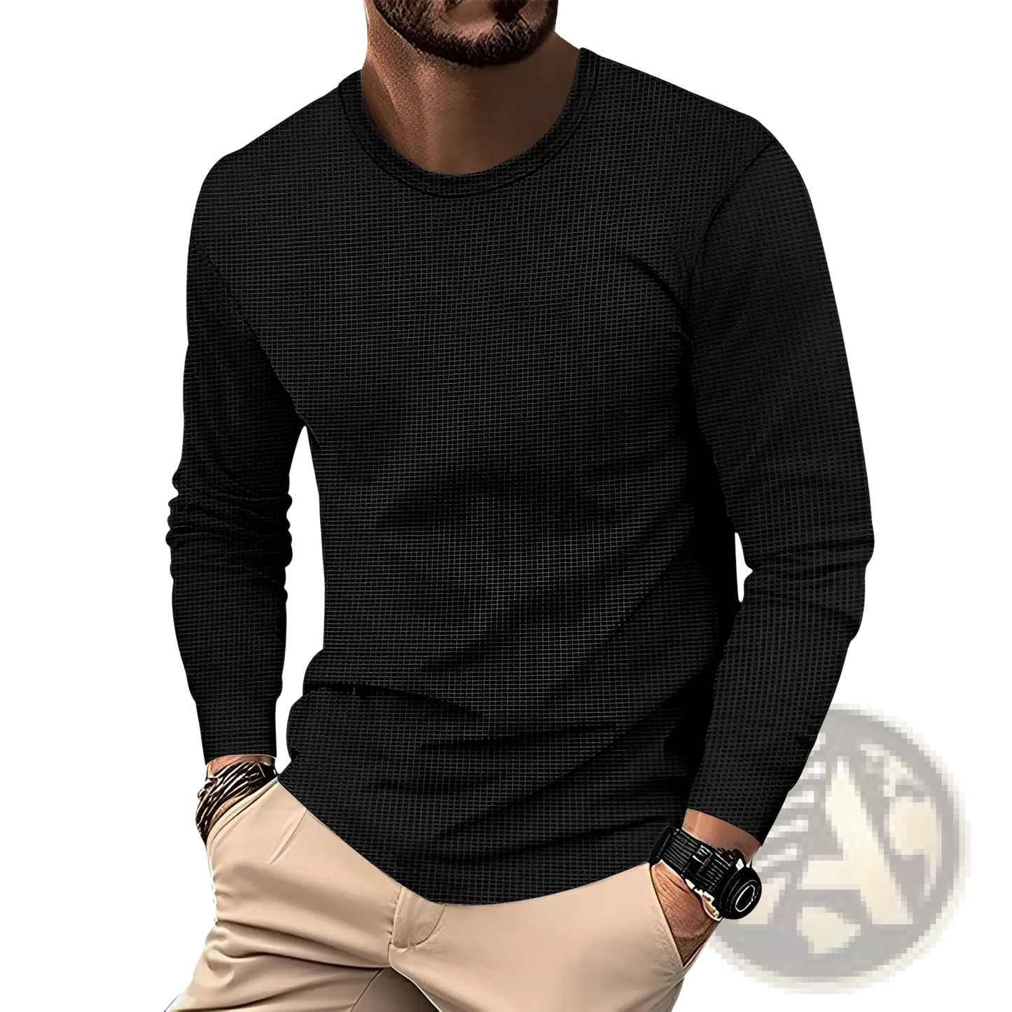 Men's Long Sleeve Waffle Knit Thermal Pullover