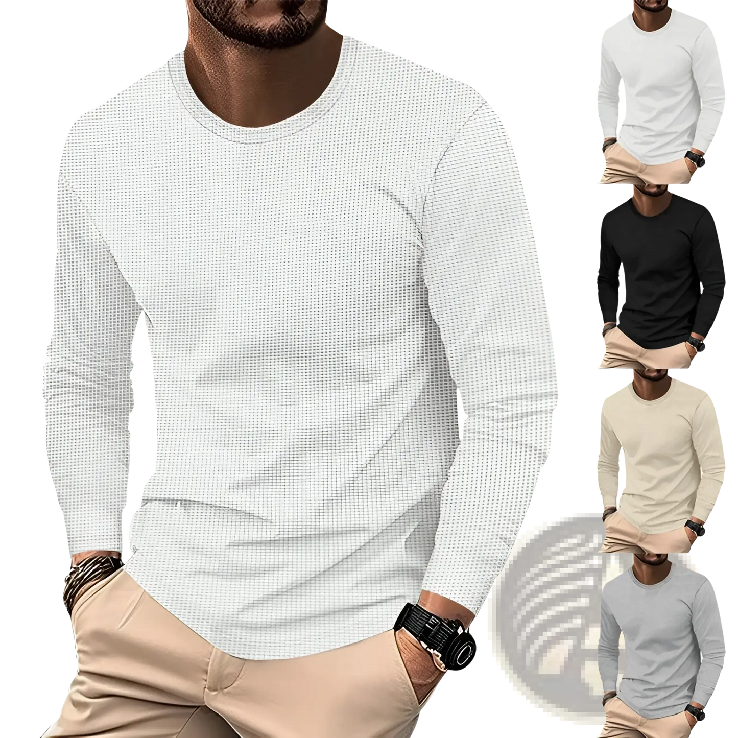 Men's Long Sleeve Waffle Knit Thermal Pullover