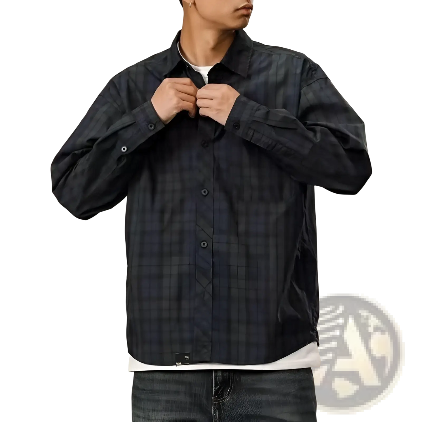 Men's Loose Fit Retro Plaid Long Sleeve Button Up Shirt