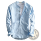 Men's Loose Linen Mandarin Collar Long Sleeve Shirt