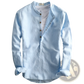 Men's Loose Linen Mandarin Collar Long Sleeve Shirt