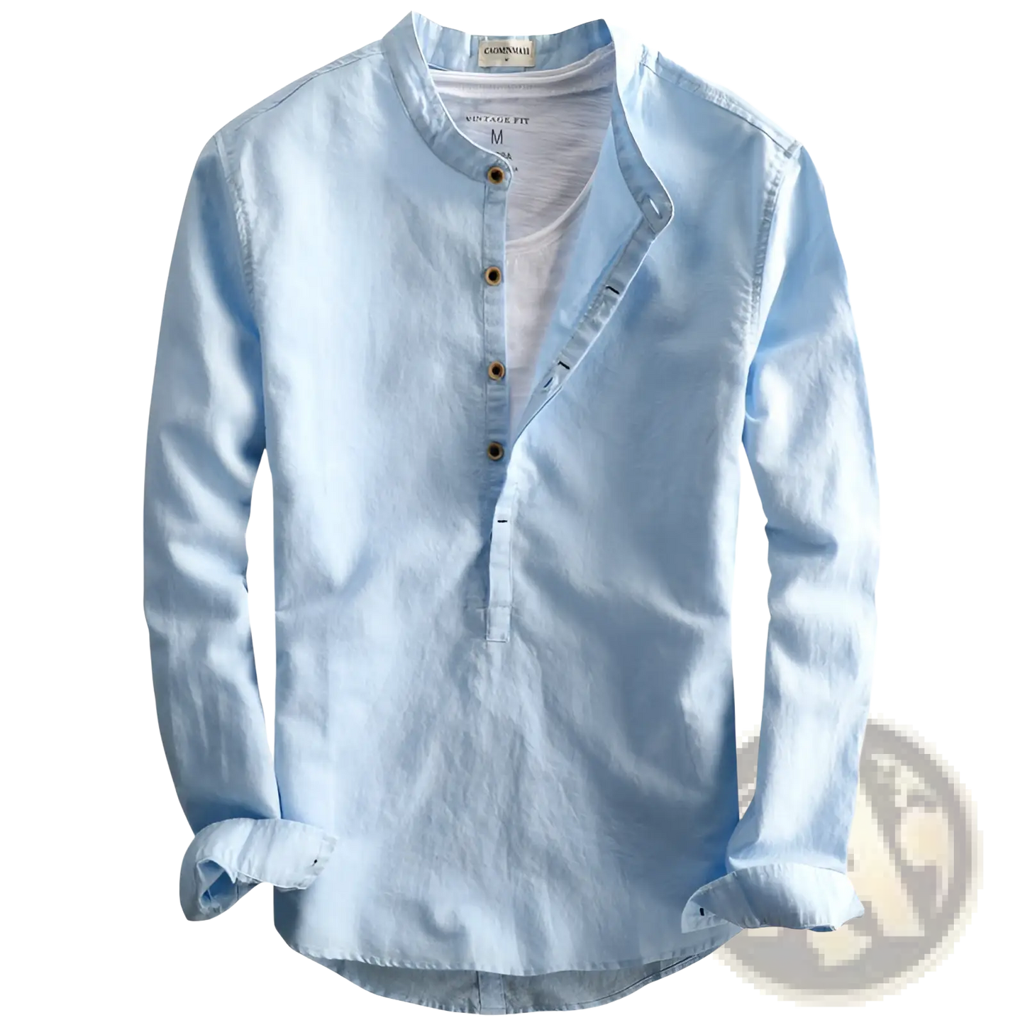 Men's Loose Linen Mandarin Collar Long Sleeve Shirt