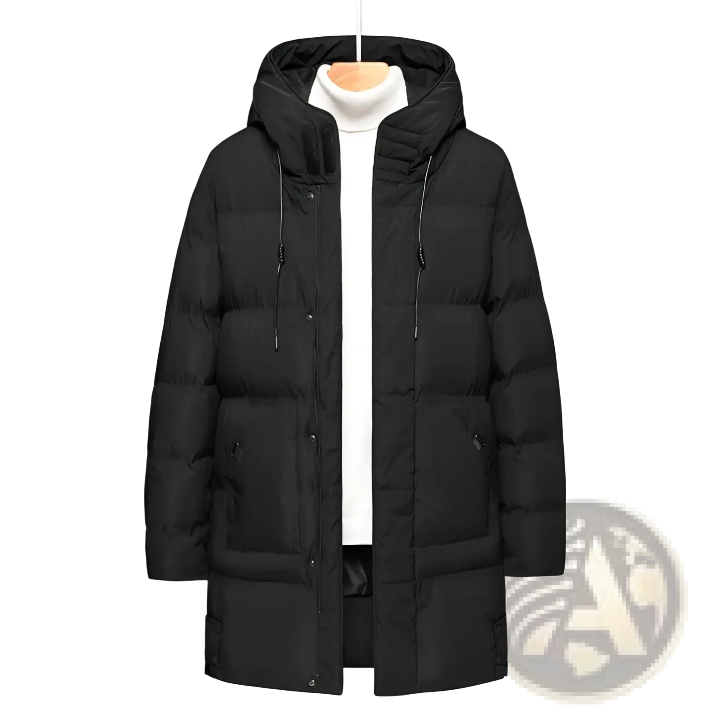 Men's Mid-length Quilted Hooded Winter Puffer Jacket
