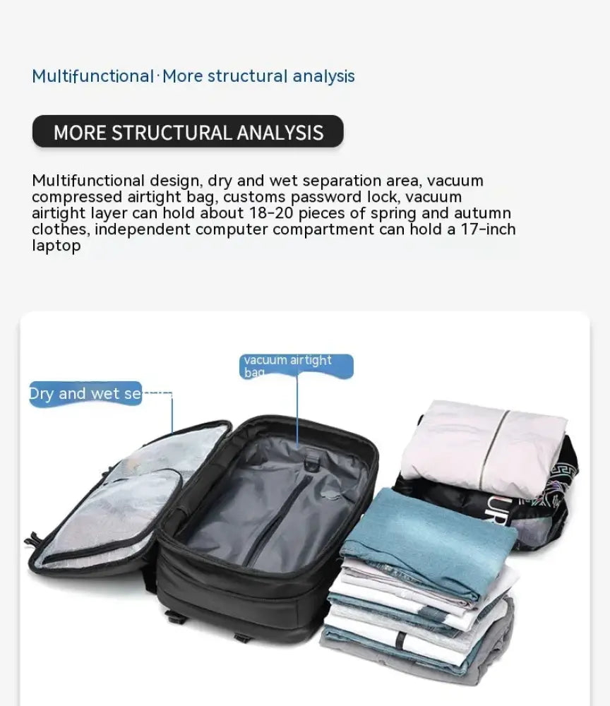 Men's Vacuum Compression 60l Expandable Travel Backpack